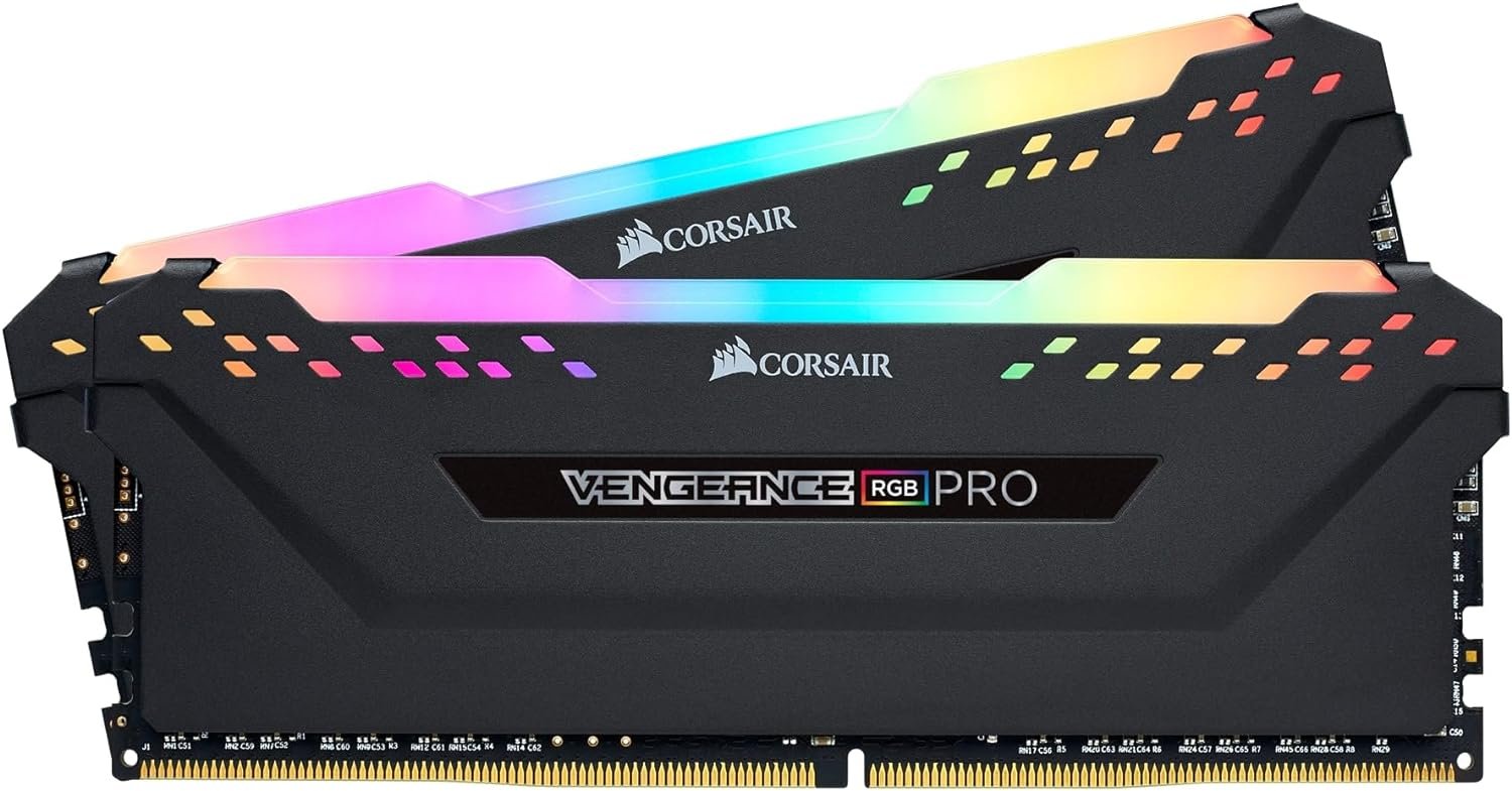CORSAIR VENGEANCE RGB PRO DDR4 RAM 16GB (2x8GB) 3200MHz CL16-18-18-36 1.35V Intel AMD Desktop Computer Memory – Black (CMW16GX4M2C3200C16)