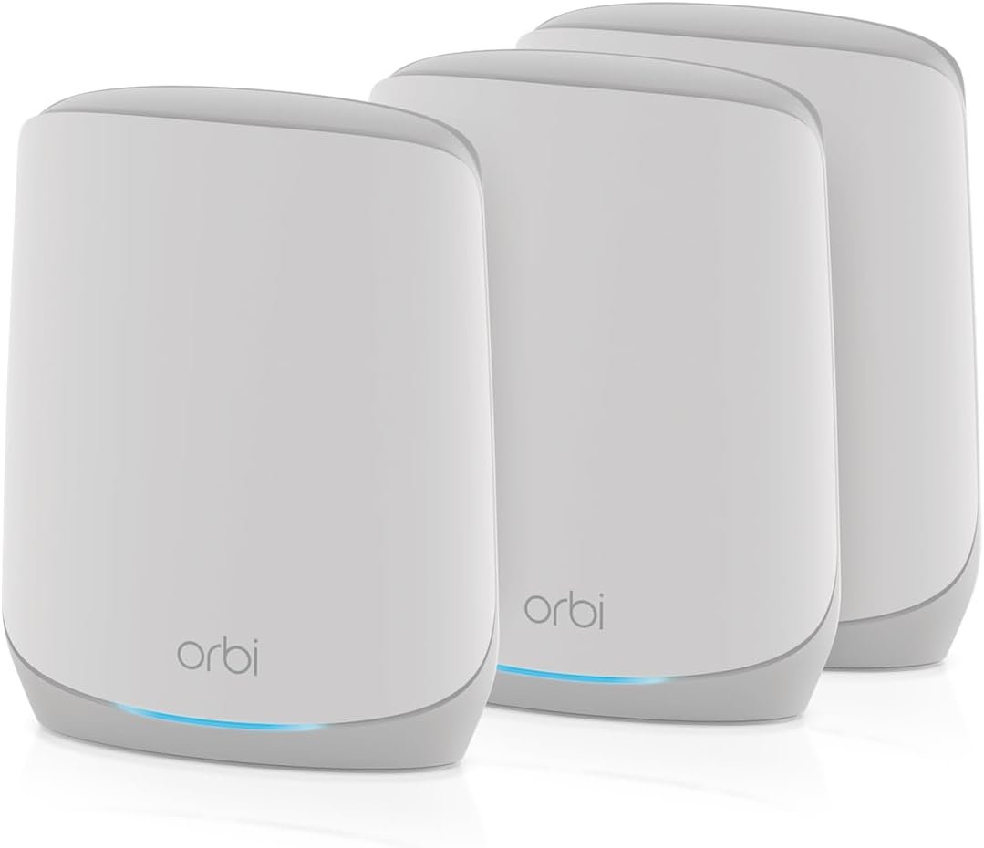 NETGEAR Orbi Whole Home Tri-Band WiFi 6 Mesh Network System (RBK663) – Router with 2 Satellite Extenders, Security Features, Coverage up to 6,600 sq. ft., 75 Devices – AX3800 (Up to 3.8Gbps)