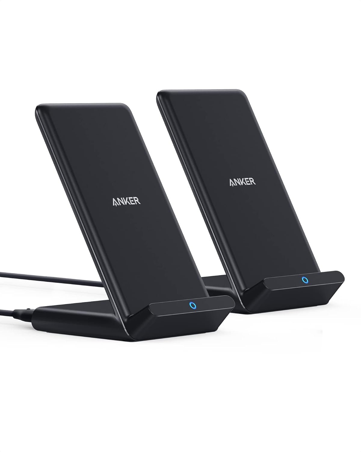 Anker 2 Pack 313 Wireless Charger (Stand), Qi-Certified for iPhone 17/17/17 Pro/17 Pro Max/15/14/13, 10W Fast-Charging Galaxy S23 S22 S21(No AC Adapter)