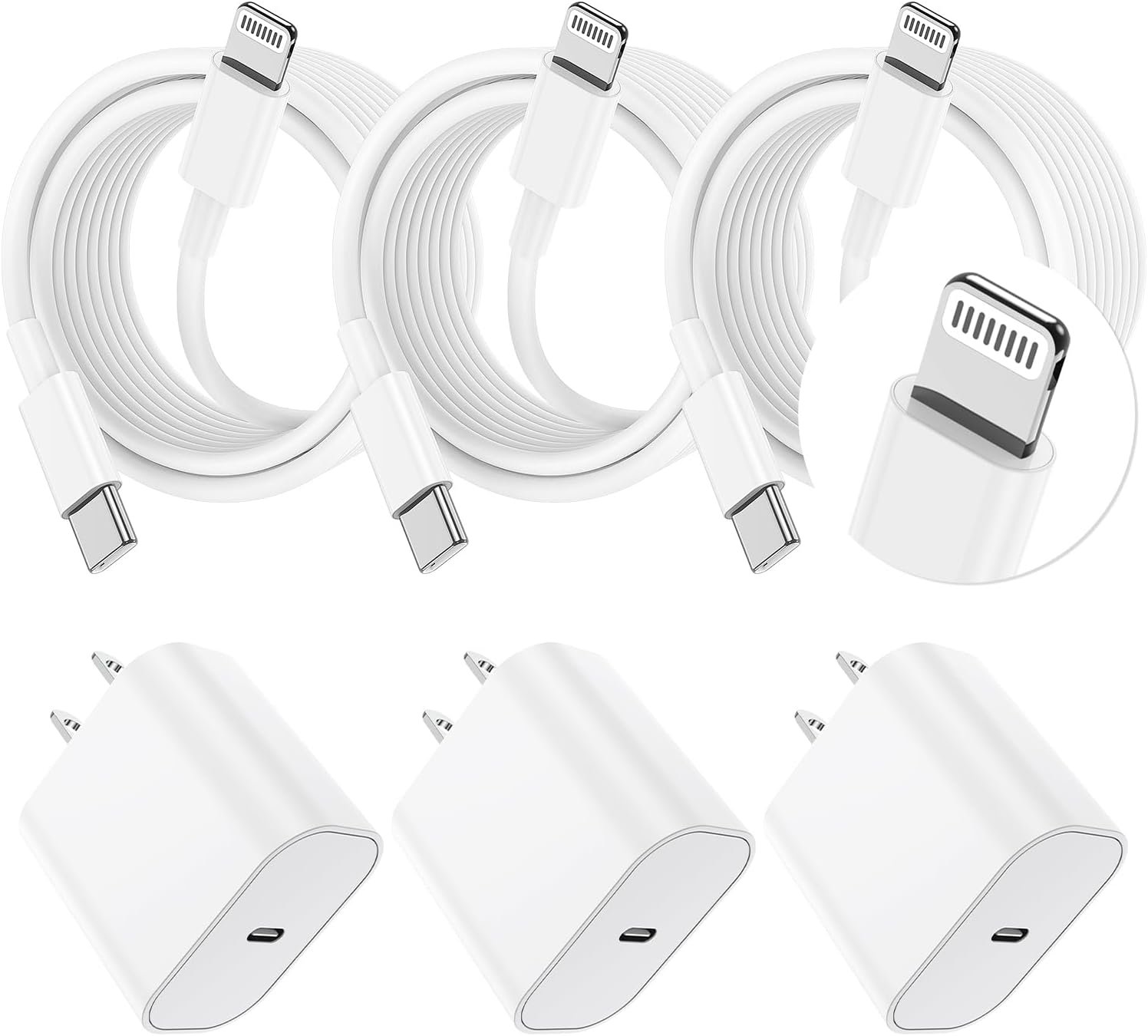 Essri i Phone Charger Fast Charging 10 FT, 3-Pack 20W PD USB C Charger Block with iPhone 14 13 Charging Cable 10 Foot, Compatible with iPhone 14 Pro/13Pro Max/12/11Pro/Mini – White