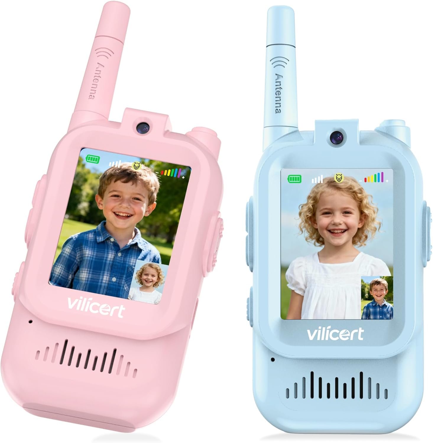 Video Walkie Talkie Toys for Age 3-12 Boys Girls, 2 Pack Rechargeable Walkie Talkies with Screen,Long Range 2 Way Radio with 4 Voice Effects, Christmas Birthday Gifts for Kids Indoor Outdoor Camping