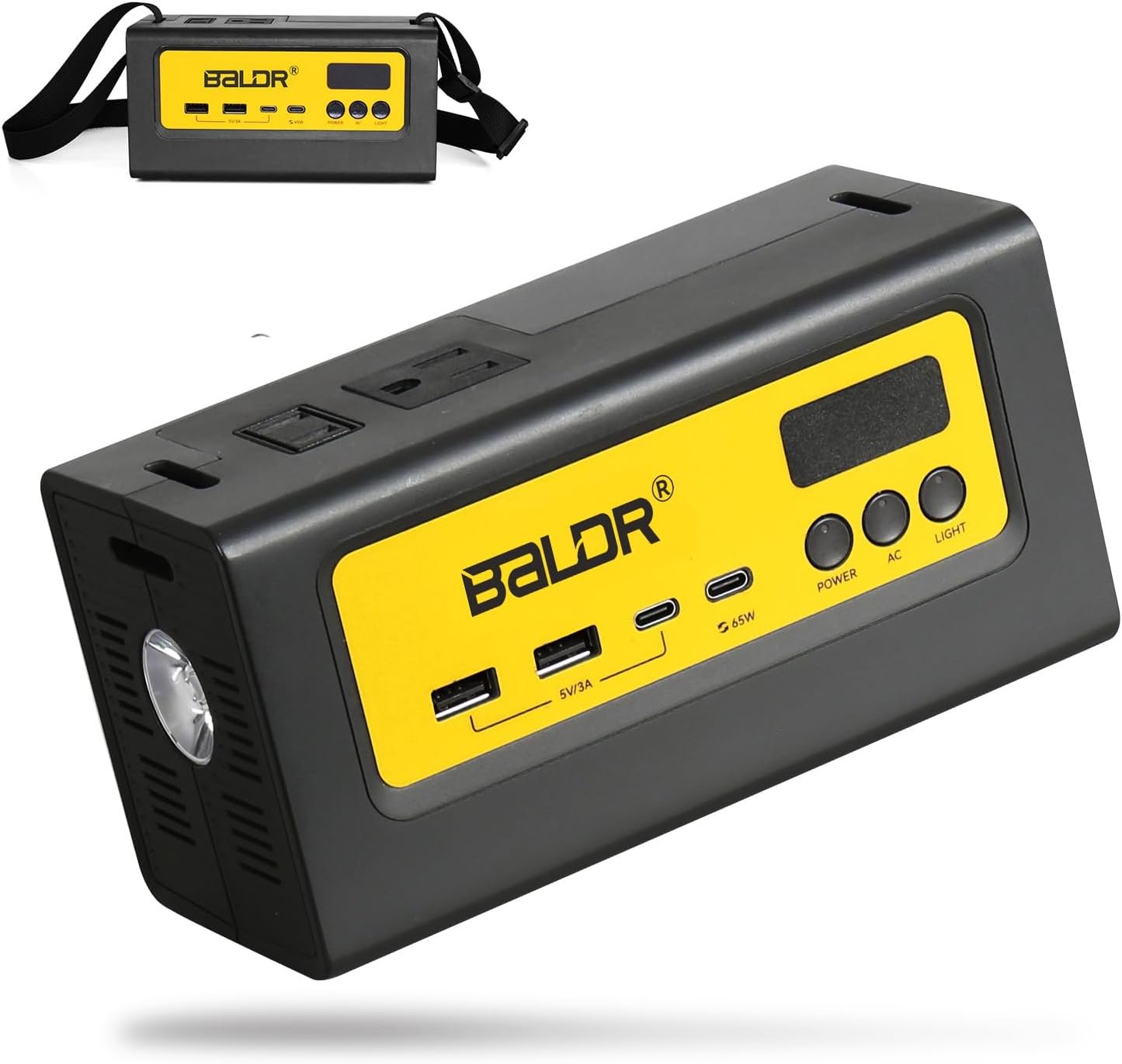 BALDR Portable Power Station 28000mAh, 90Wh LiFePO4 Battery Backup Camping Solar Generator Fast Charging with AC Outlet 150W Peak Power Bank for Home Backup Outdoor Emergency