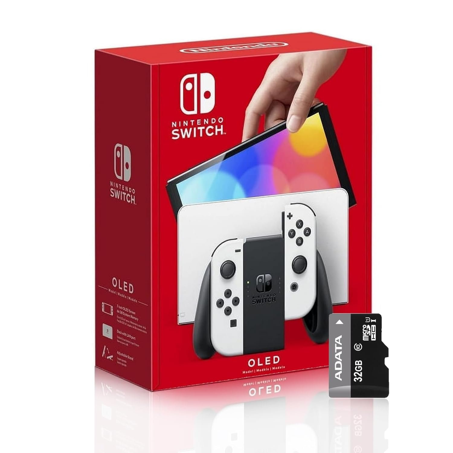 Nintendo Switch (OLED model) with White Joy-Con and Extra 32GB Micro SD Card – Global Version