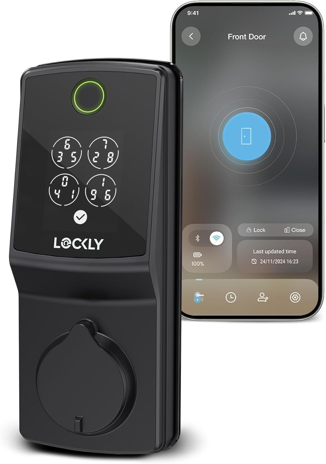 Lockly Secure Pro (2025 Latest Version), Smart Lock with Built-in Wi-Fi, New-Gen Fingerprint Door Lock, Keyless Entry Deadbolt, PIN Genie Keypad, Auto Lock, App Remote Control, Easy Installation