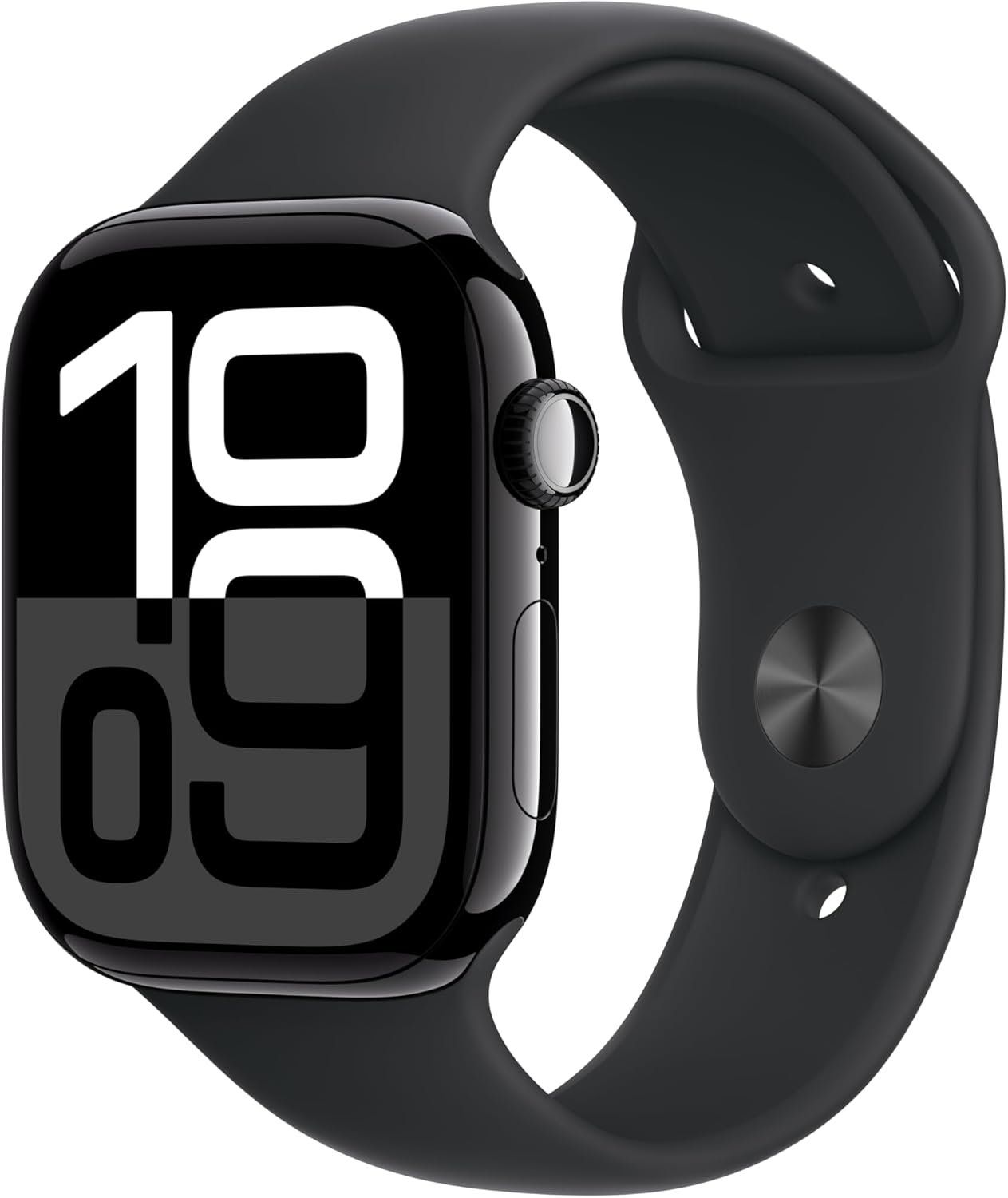 Apple Watch Series 10 [GPS 46mm case] Smartwatch with Jet Black Aluminum Case with Black Sport Band – M/L. Fitness Tracker, ECG App, Always-On Retina Display, Water Resistant