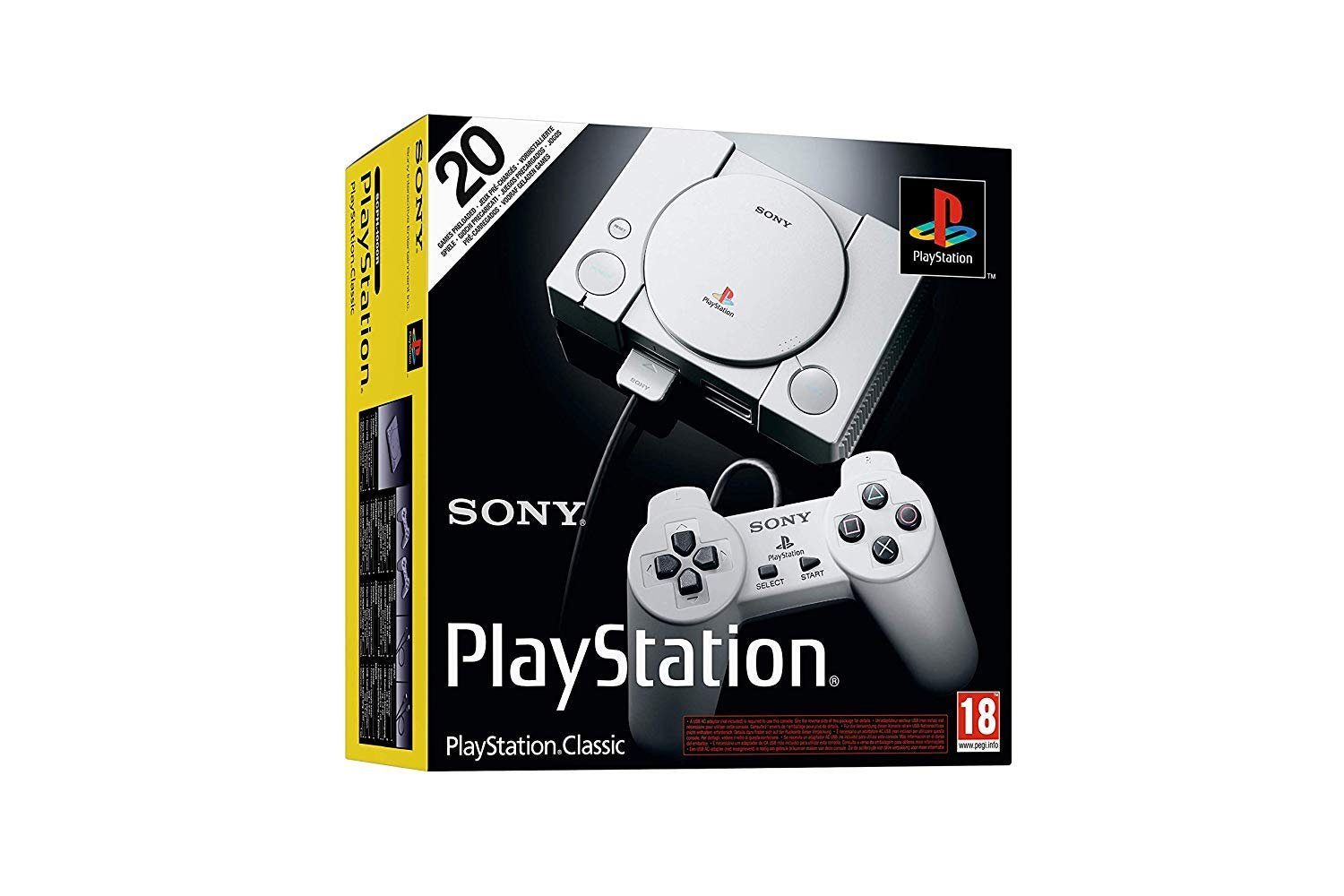 Sony Playstation Classic Console with 20 Playstation Games Pre-Installed Holiday Bundle, Includes Final Fantasy VII, Grand Theft Auto, Resident Evil Director’s Cut and More