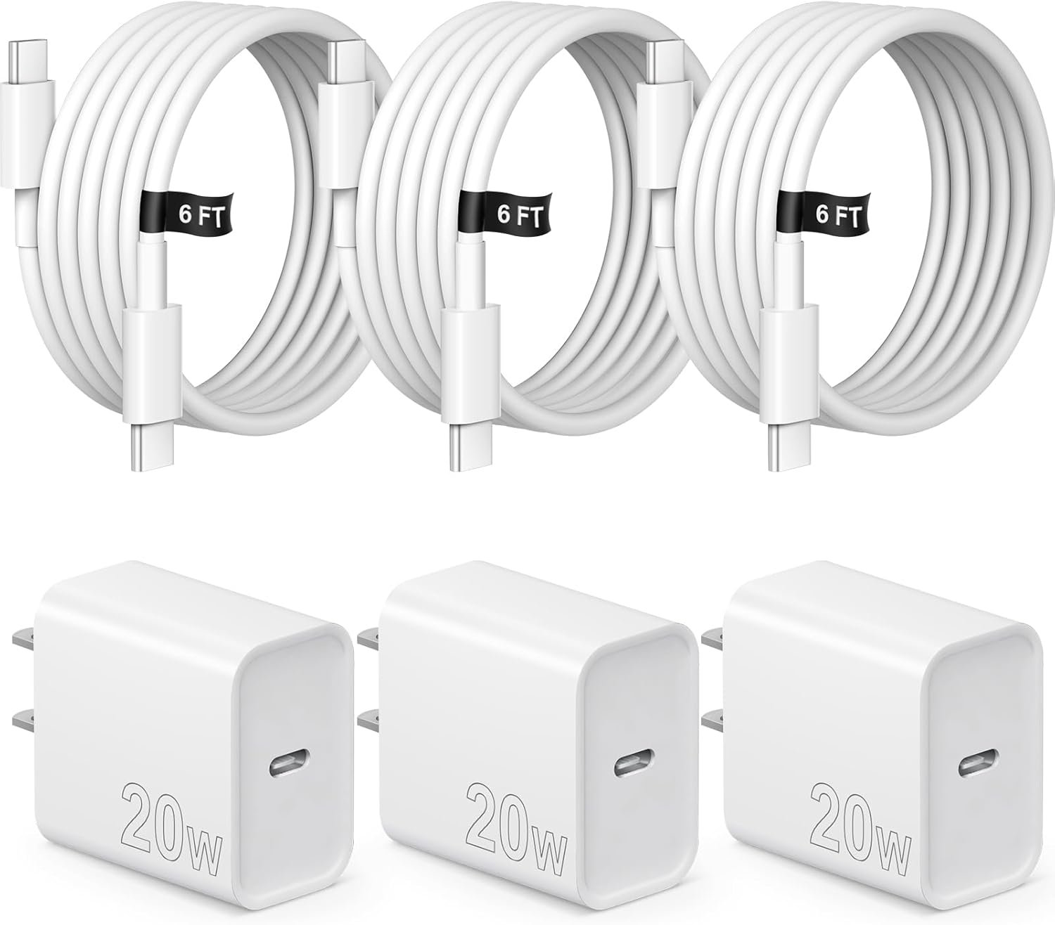 iPhone 17 16 15 Charger Fast Charging 3 Pack USB C Charger Block Type C Chargers 6FT Cord Wall Chargers Compatible with iPhone Air/17/17 Plus/17 Pro/17 Pro Max/16/16 Plus/16 Pro/16 Pro Max/15 Pro Max