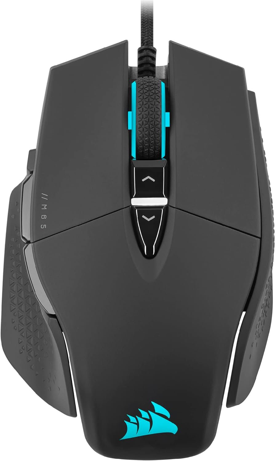Corsair M65 RGB Ultra Tunable FPS Gaming Mouse Marksman 26,000 DPI Optical Sensor, Optical Switches, AXON Hyper-Processing Technology, Sensor Fusion Control, Tunable Weight System – Black