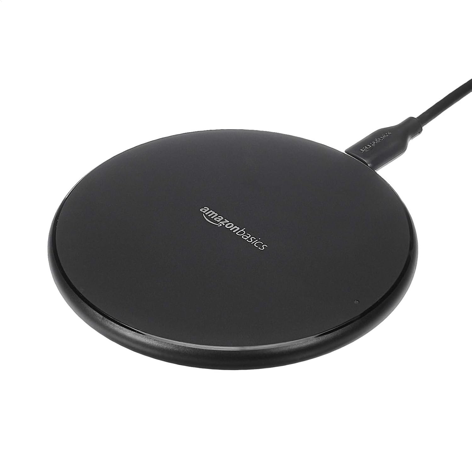 Amazon Basics 15W Qi Certified Wireless Charging Pad for iPhone 16/15/14/13/12/11/X, Samsung and More, with USB Cable, Black
