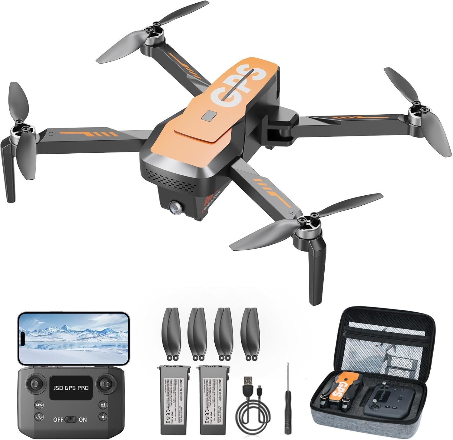 Drone with 2K Camera for Adults – GPS Drones with Auto Return, Brushless Motor, Foldable Mini RC Quadcopter for Kids Beginners with FPV Live Video, Follow Me, 2 Batteries Long Flight Time Under 249g