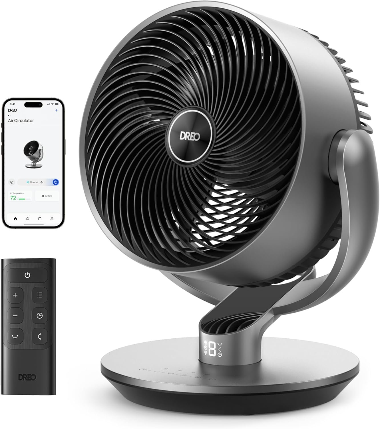 Dreo 16 Inch 25dB Quiet Smart Fans for Bedroom, DC Room Fan with Remote, 120°+120° Oscillating Fan, 6 Modes, 9 Speeds, 12H Timer,Works Alexa/Google/WiFi/Voice Control, Silver, Oversize (DR-HAF004S)