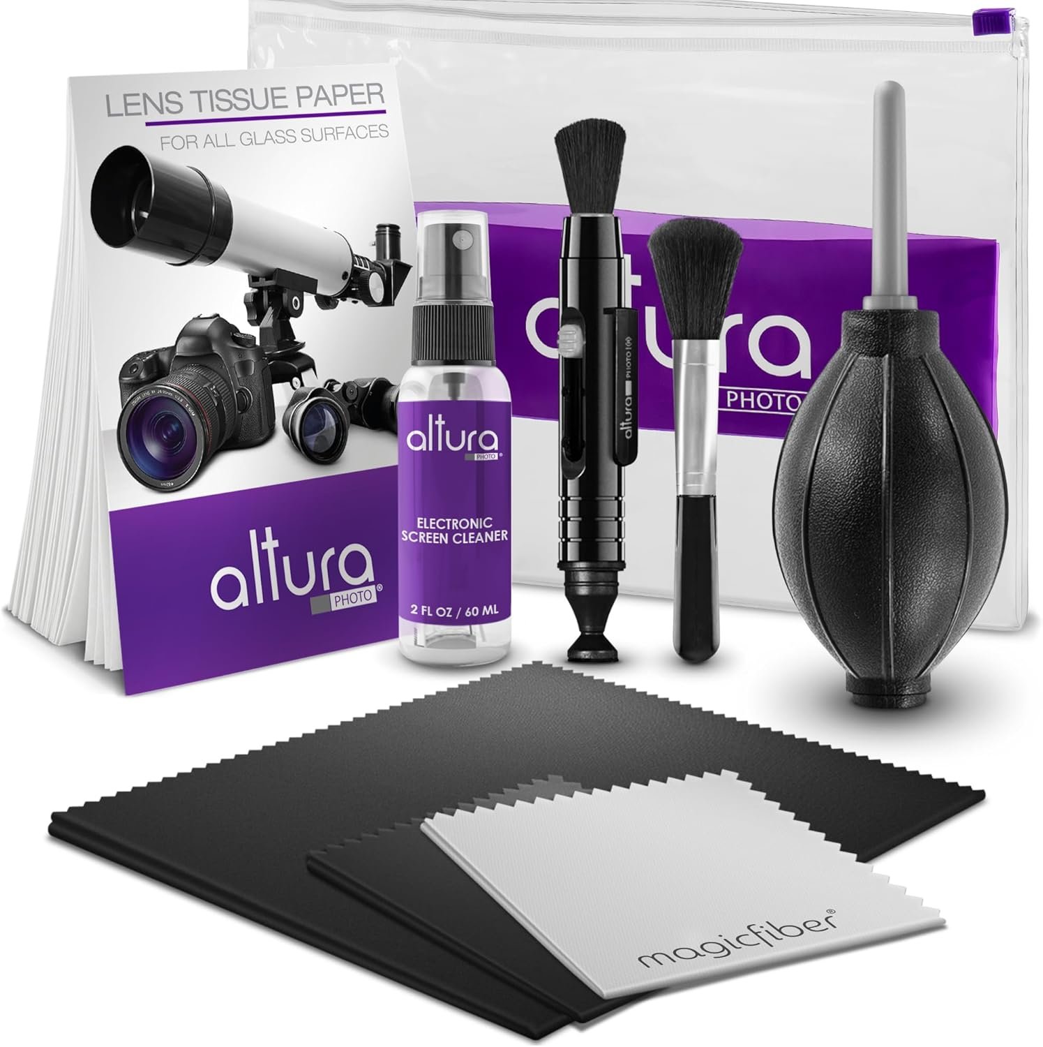 Altura Photo Camera Cleaning Kit – Camera Accessories Electronics Bundle – Lens Cleaner Spray, Brush, Pen, Cloths, Wipes, Air Blower – DSLR Photography Accessories Lens Cleaning Kit Photographer Gifts