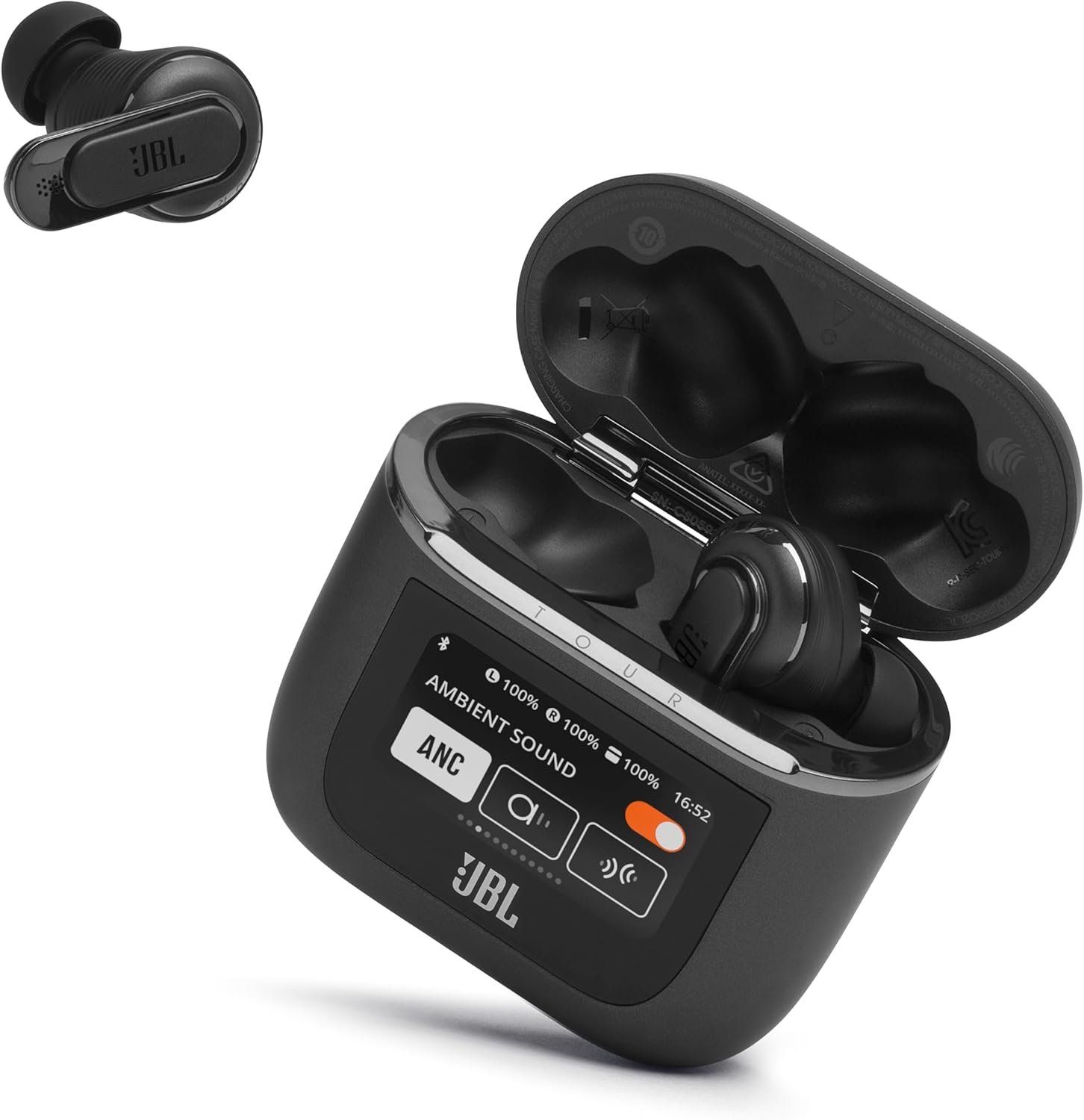 JBL Tour Pro 2 – True Wireless Noise Cancelling Earbuds with Smart Charging Case, 6-mic Perfect Calls with Voice Control, Up to 40hrs of Playtime, Immersive Spatial Sound (Black)