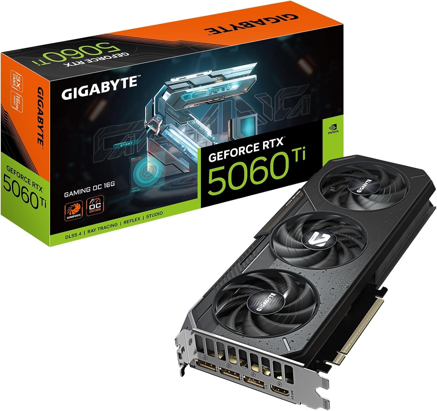 GIGABYTE GeForce RTX 5060 Ti Gaming OC 16G Graphics Card, 16GB 128-bit GDDR7, PCIe 5.0, WINDFORCE Cooling System, GV-N506TGAMING OC-16GD Video Card