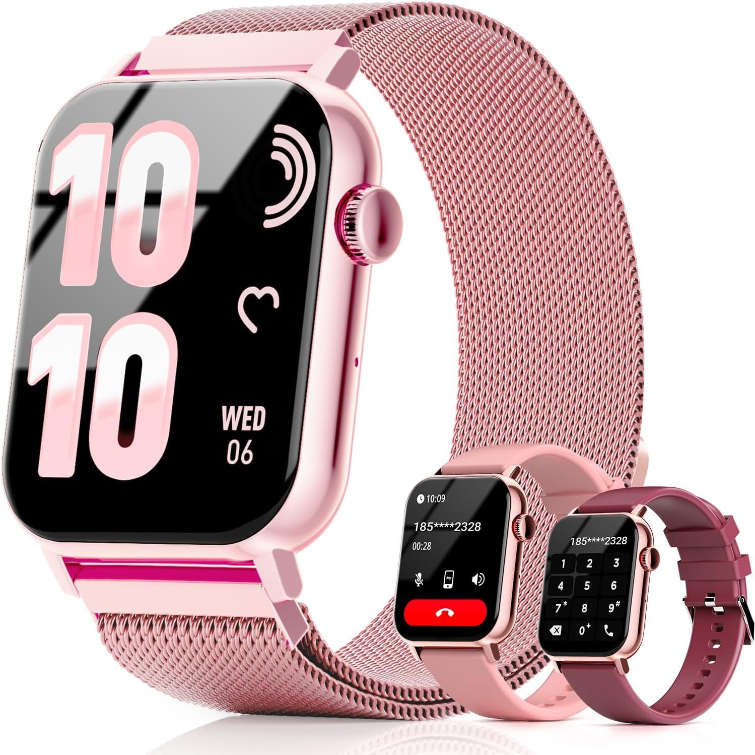 Smart Watches for Women, 1.83″ HD Fitness Tracker (Answer/Make Calls), 120+ Sport Modes with Heart Rate/Sleep Monitor, IP68 Waterproof, Fitness Watch for iOS Android, Pink