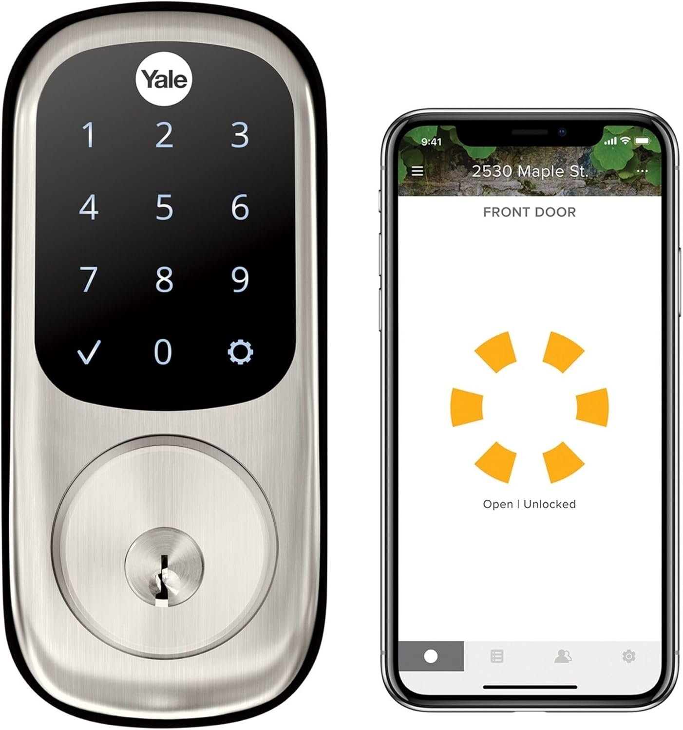 Yale Assure Lock with Wi-Fi – Satin Nickel Smart Lock for Front Door with Touchscreen Keypad, App Control, Backup Key, and Deadbolt – Secure Keyless Entry Door Lock, YRD226-CBA-619