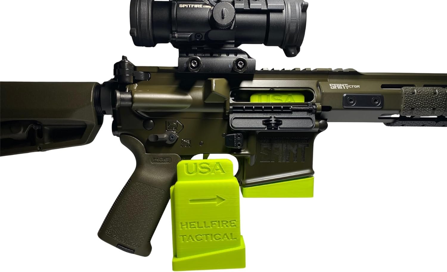 HELLFIRE TACTICAL Chamber Safety Flag for AR-15, Made in the USA, GEN II (LIME GREEN)