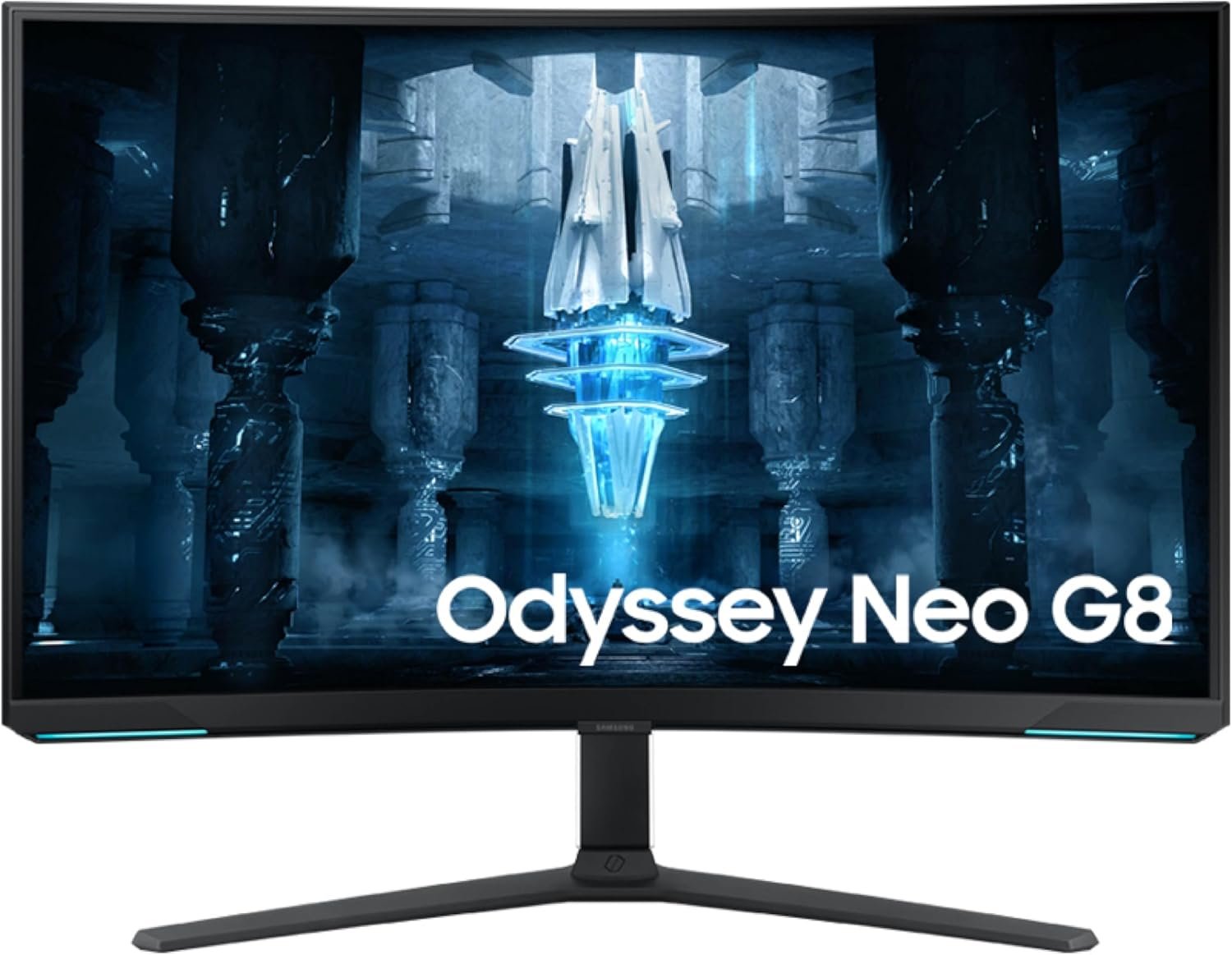 Samsung 32″ Odyssey Neo G8 (G85NB) 4K UHD 240Hz 1ms G-Sync 1000R Curved Gaming Monitor, Quantum HDR2000, AMD FreeSync Premium Pro, Matte Display, DisplayPort, Black & White, LS32BG852NNXGO
