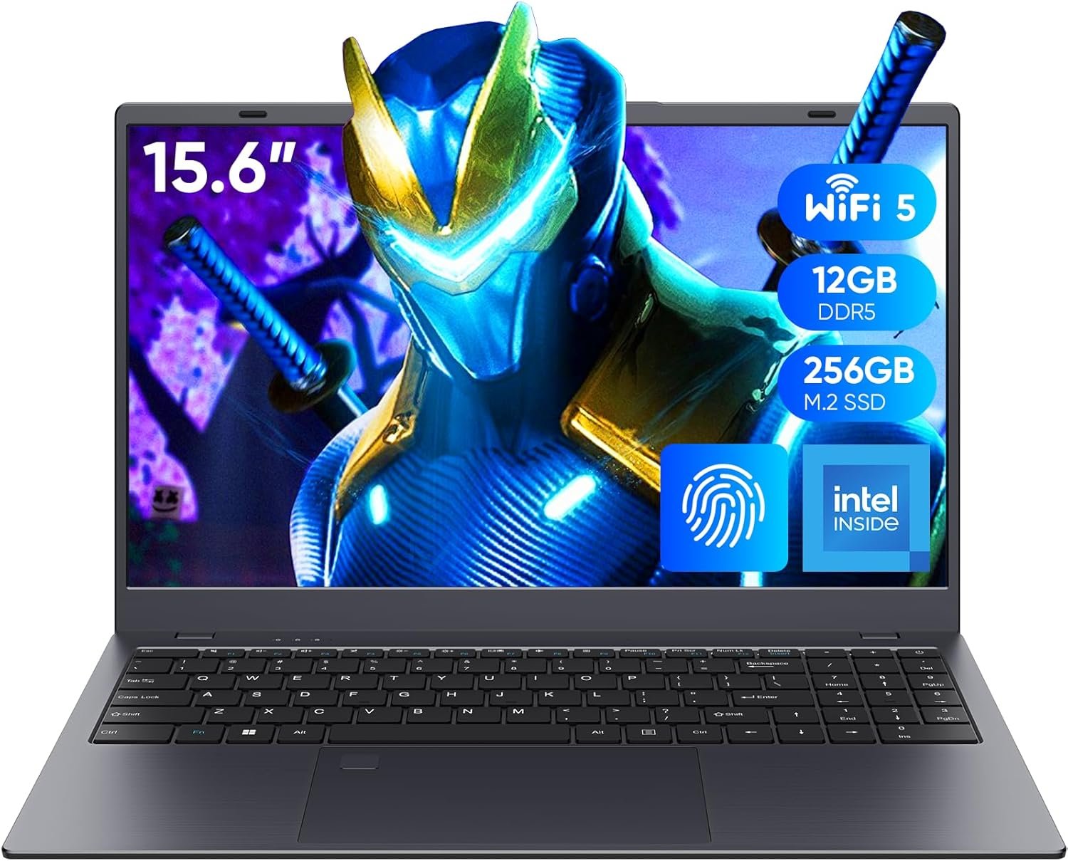 Coolby 15.6inch Laptop, 12GB RAM/256GB SSD, 1920×1080 IPS Display, Intel N95(Beats N5095) Quad Core Laptop Computer, Support Fingerprint, WiFi 5, BT