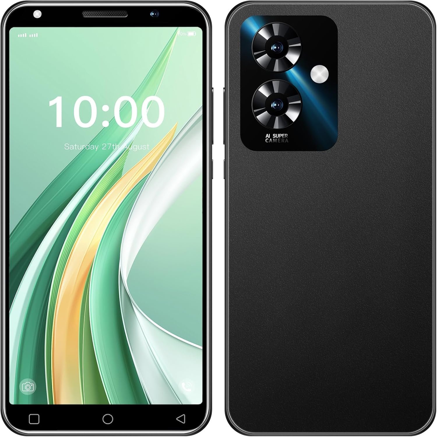 Note 60 Mobile Phones, 5.0” HD Display, Dual SIM Dual Camera, 16GB ROM【Expandable up to 128GB】, Support WiFi/Bluetooth/GPS, Unlocked Android 3G Smartphone (Black)