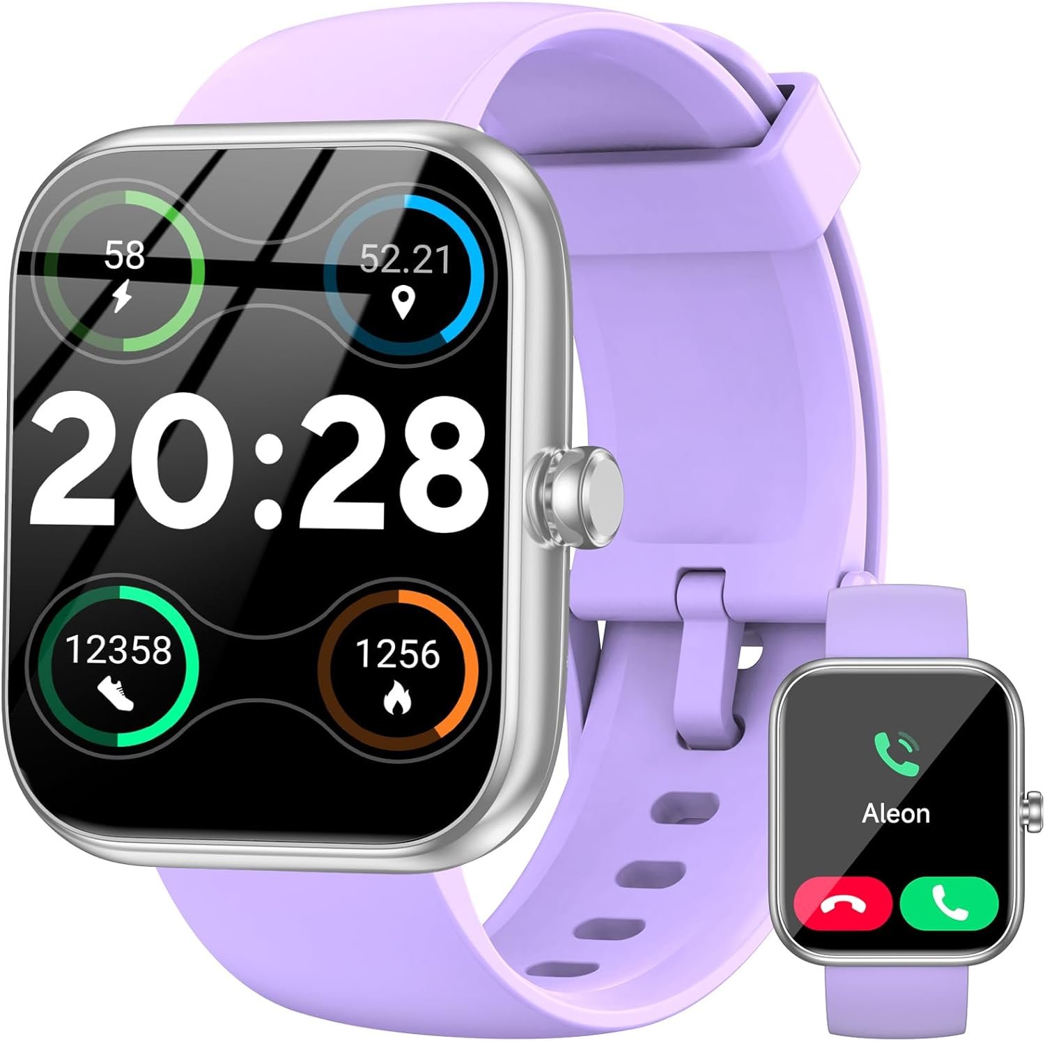 Smart Watch with Alexa Built-in, 1.83″ HD Touchscreen, Bluetooth Calling, Fitness Tracker, Running Coach, Sleep Coaching, 120+ Sport Modes, IP68 Waterproof, Heart Rate for iPhone Android (Purple)