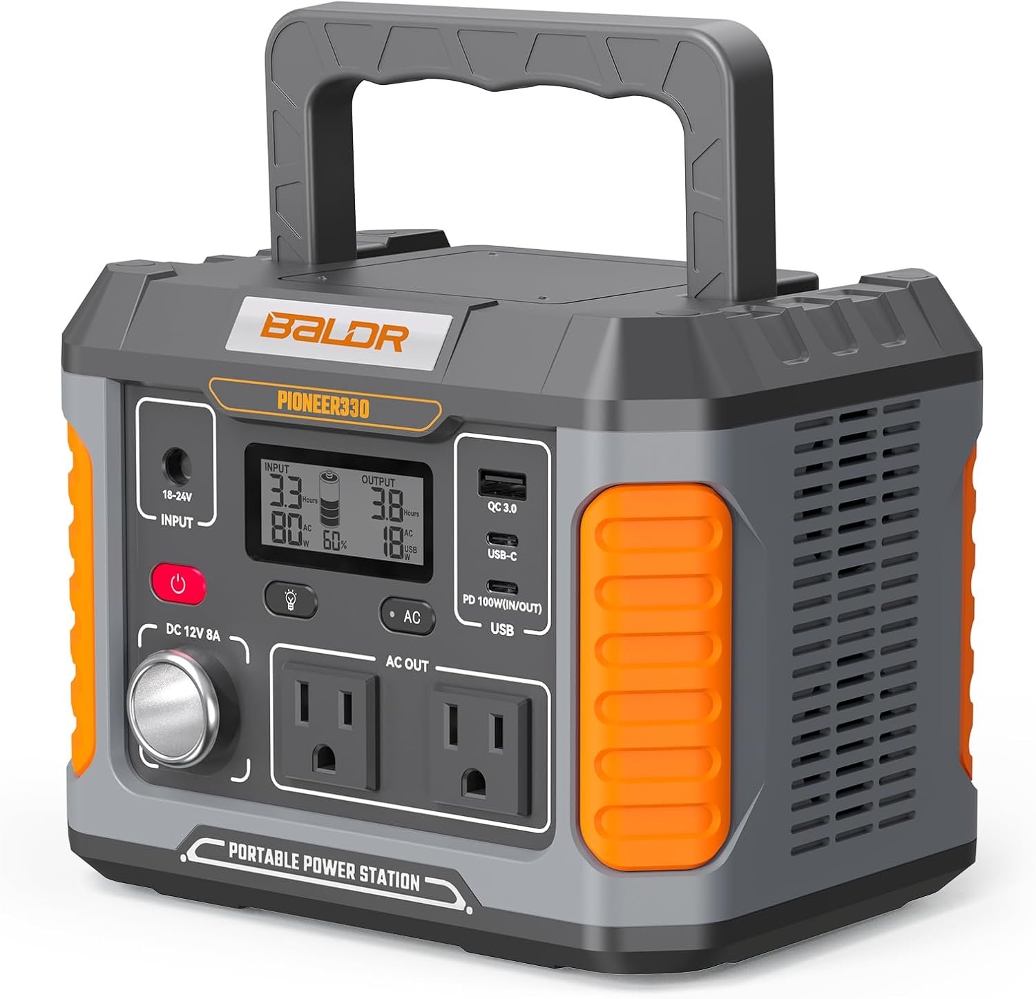 BALDR Portable Power Station, 330W(660W Peak) Solar Generator, 288Wh Solar Power Bank 120V Pure Sine Wave AC Outlet, 78000mAh Backup Lithium Battery for Home CPAP Camping Travel Outdoors Emergency