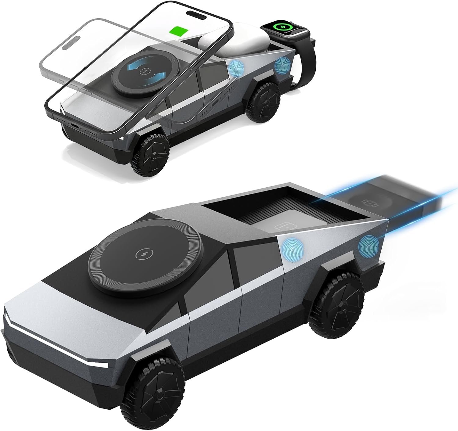 Cyberdock 3 in 1 MagSafe Charging Stand for Apple Device, Rotating Magnetic Fast Wireless Charger Stand with Ambient Light for iPhone 17-12, Apple Watch, AirPods for Christmas Birthday Gifts