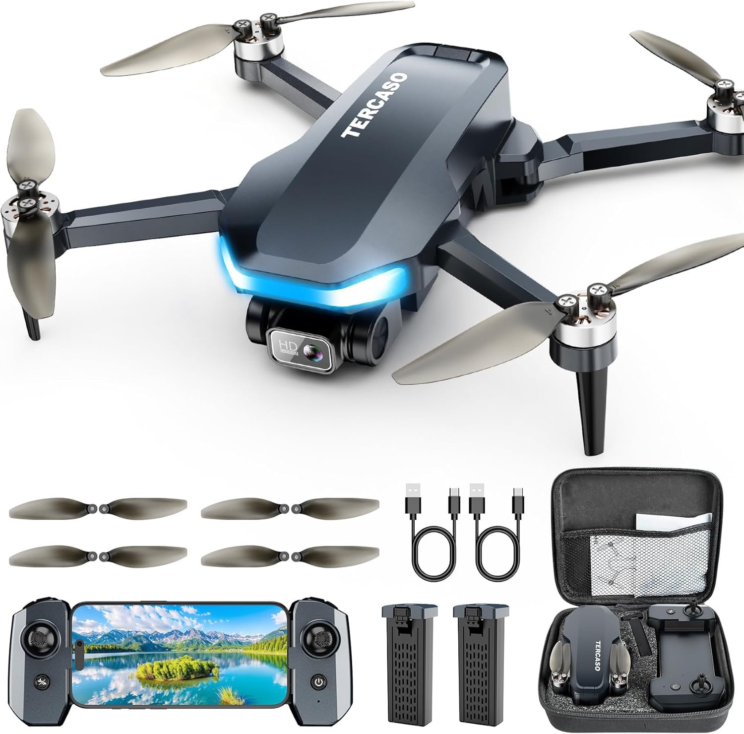 Drone with Camera for Adults – 2K HD Camera FPV Live Video, GPS Drone with Auto Return, Brushless Motor, Foldable Quadcopter, Follow Me, Headless Mode Remote Control for Kids Toys Gifts or Beginners