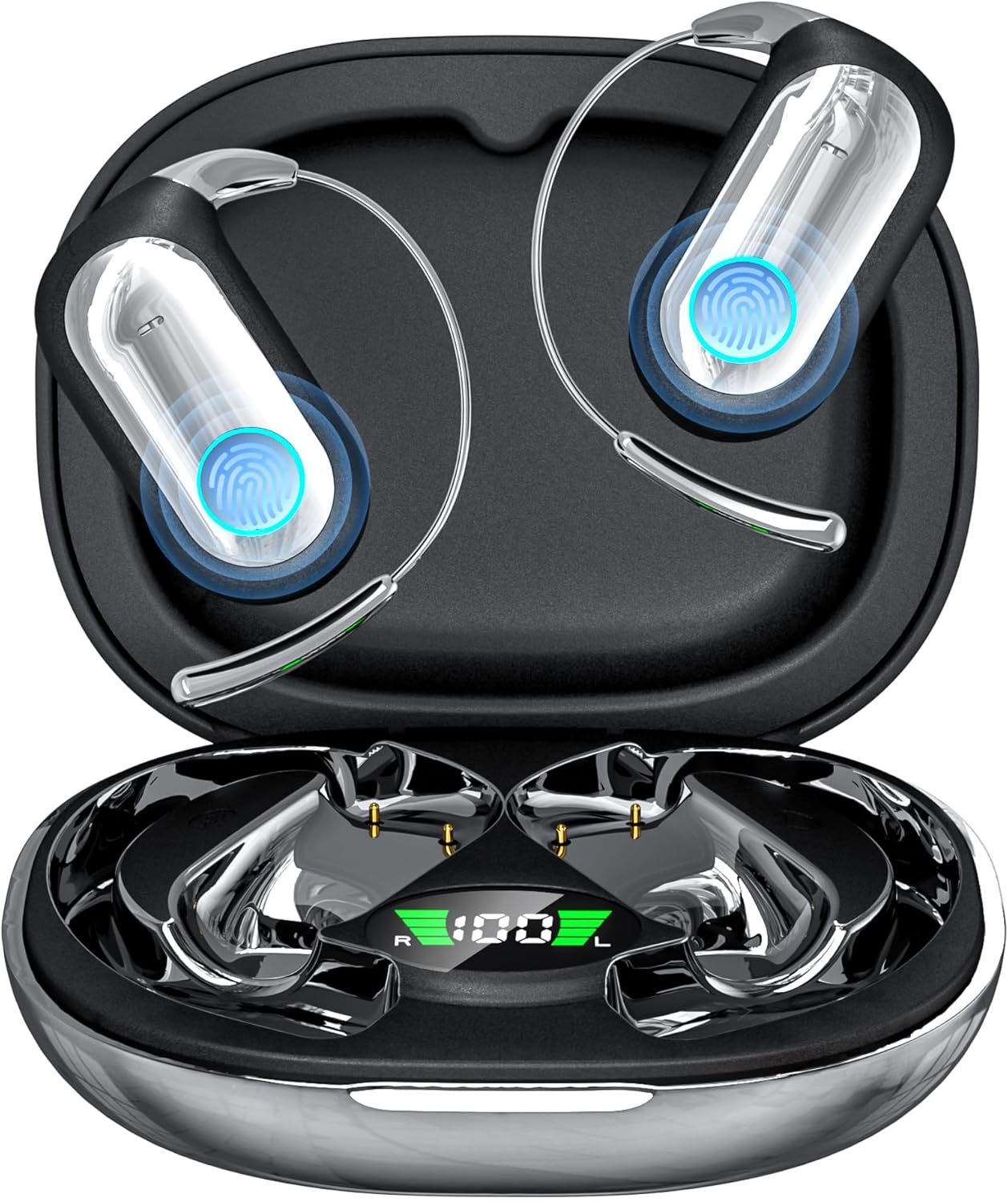 AI Translation Earbuds Real-Time 168 Languages Translator Earbuds, 4-in-1 Translation Device, 50H Playtime with OWS Touch Screen, Bluetooth 5.4 Translate Headphones for Travel, Business, Learning