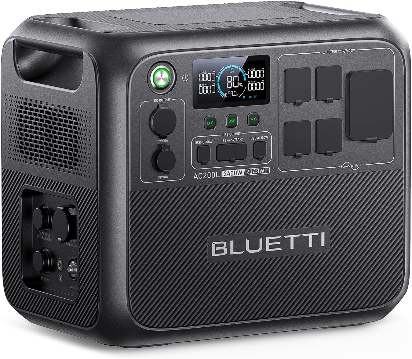 BLUETTI AC200L Portable Power Station, 2048Wh LiFePO4 Battery Backup, Expandable to 8192Wh w/ 4 2400W AC Outlets (3600W Power Lifting), 30A RV Output, Solar Generator for Camping, Home Use, Emergency