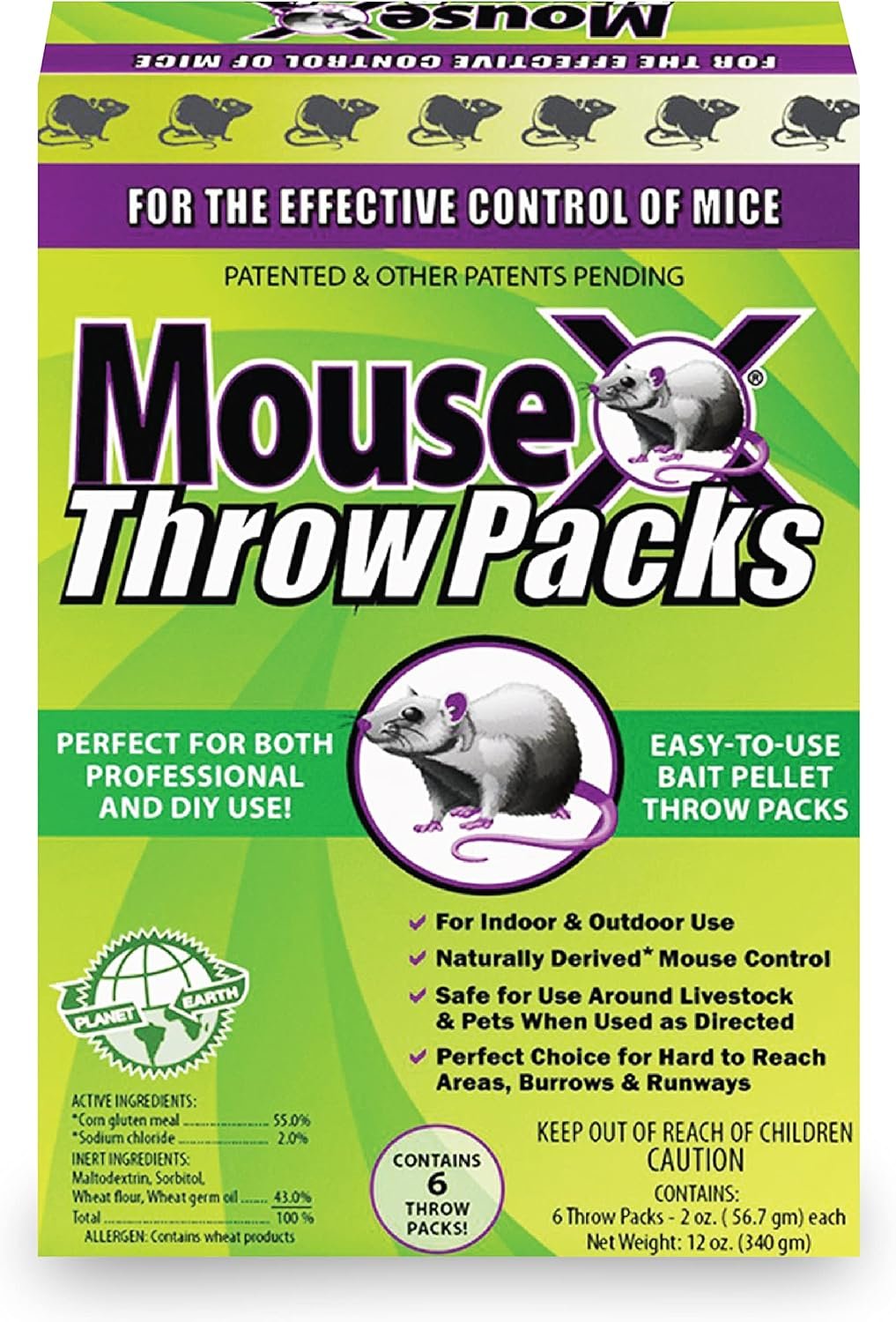 MouseX Throw Packs- for All Species of Rats Mice Safe Around Pets