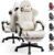 GTPLAYER ACE-PRO Music Gaming Chairs – Built-in Speakers, App Support & Bluetooth Control, Computer Game Chairs with Footrest for Adults, Ergonomic Reclining Silla, Linkage Armrest, Ivory